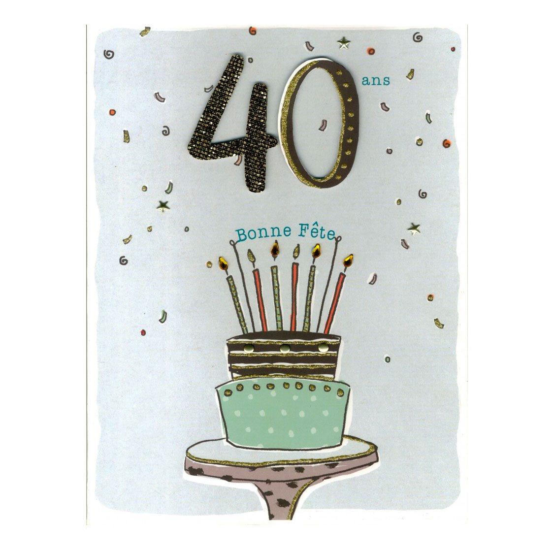 Afie 69-2132 Carte Anniversaire 40 ans Femme Rose Fuchsia Brillant Vélo Fleurs Oiseaux